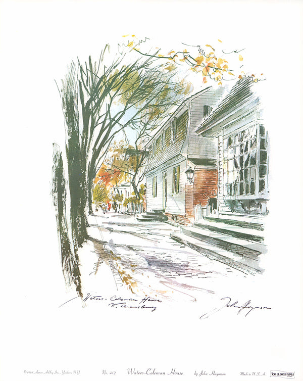 Waters-Coleman House, Williamsburg by John Haymson - 12 X 15 Inches (Hand Colored Watercolor)