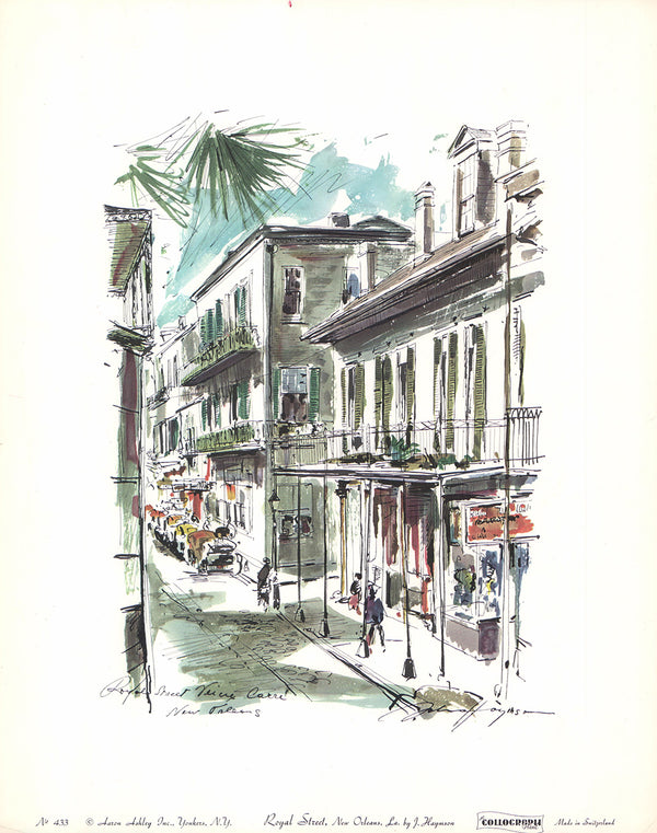 Royal Street, New Orleans by John Haymson - 14 X 18 Inches (Hand Colored Watercolor)
