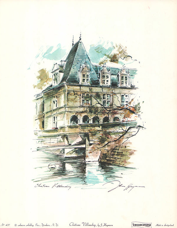 Chateau Villandry, France by John Haymson - 13 X 16 Inches (Hand Colored Watercolor)