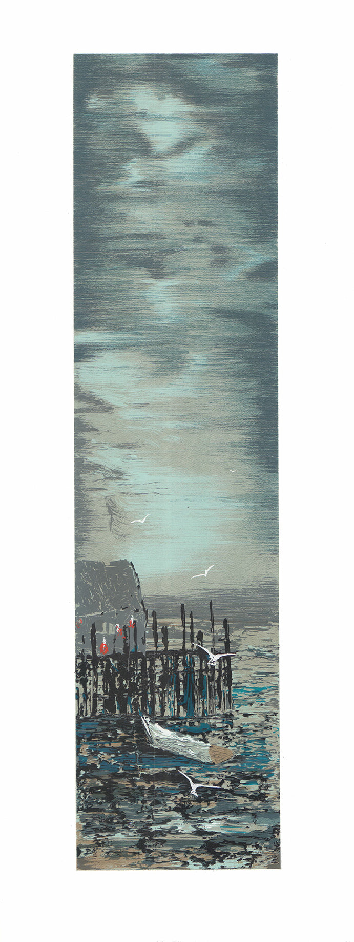 At the Dock by Lyman Hopkins 10 X 26 Inches (Offset Lithograph Hand