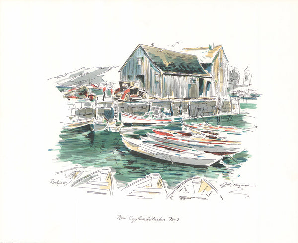 Rockport by John Haymson - 17 X 21 Inches (Hand Colored Art Print)