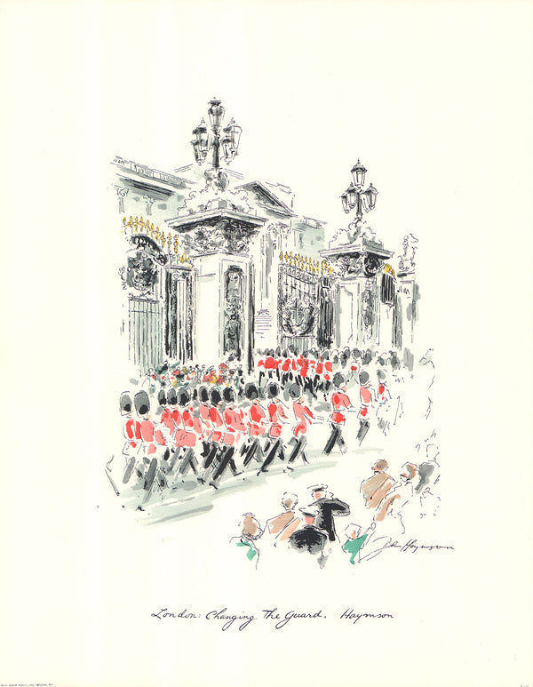 Changing the Guard, London by John Haymson - 17 X 21 Inches (Hand Colored Watercolor)