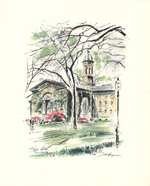 Nassau Hall, Princeton University by John Haymson - 17 X 21 Inches (Hand Colored Watercolor)