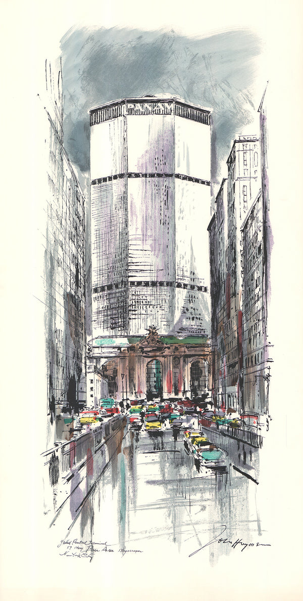 Pan-Am Building, New York by John Haymson - 18 X 35 Inches (Hand Colored Watercolor)
