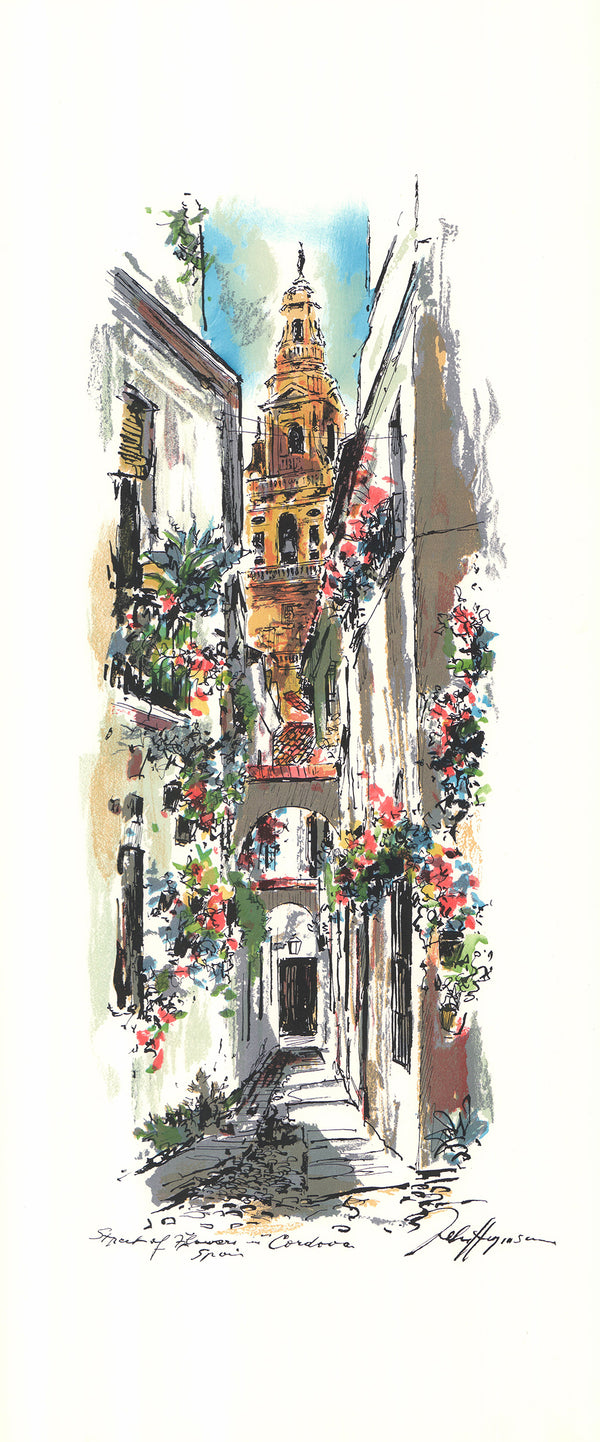 Cordova, Spain by John Haymson - 15 X 35 Inches (Hand Colored Watercolor)