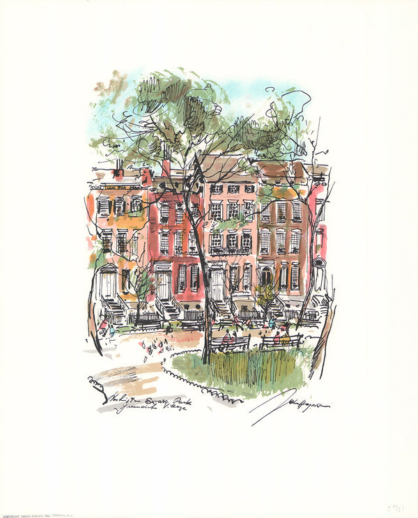 Washington Square Park, New York by John Haymson - 17 X 21 Inches (Hand Colored Art Print)