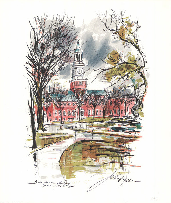 Dartmouth, N. H. by John Haymson - 17 X 21 Inches (Hand Colored Art Print)