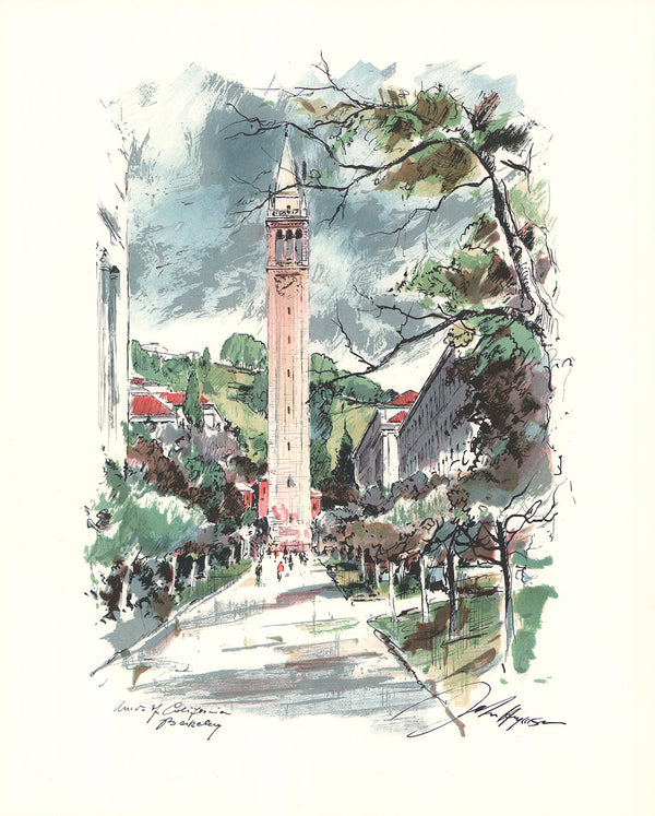 University California, Berkeley by John Haymson - 17 X 21 Inches (Hand Colored Art Print)