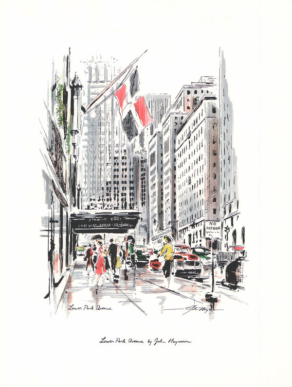 Lower Park Ave., New York by John Haymson - 19 X 25 Inches (Hand Colored Watercolor)