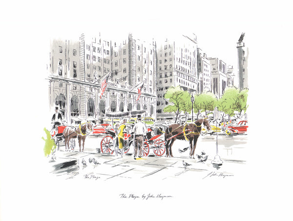 The Plaza, New York by John Haymson - 20 X 26 Inches (Hand Colored Watercolor)
