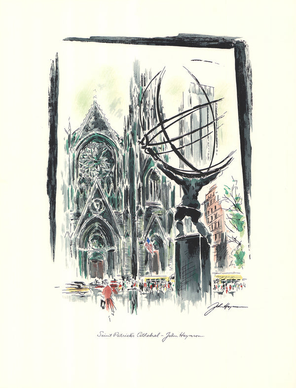 Saint Patricks Cathedral, New York by John Haymson - 20 X 26 Inches (Hand Colored Watercolor)