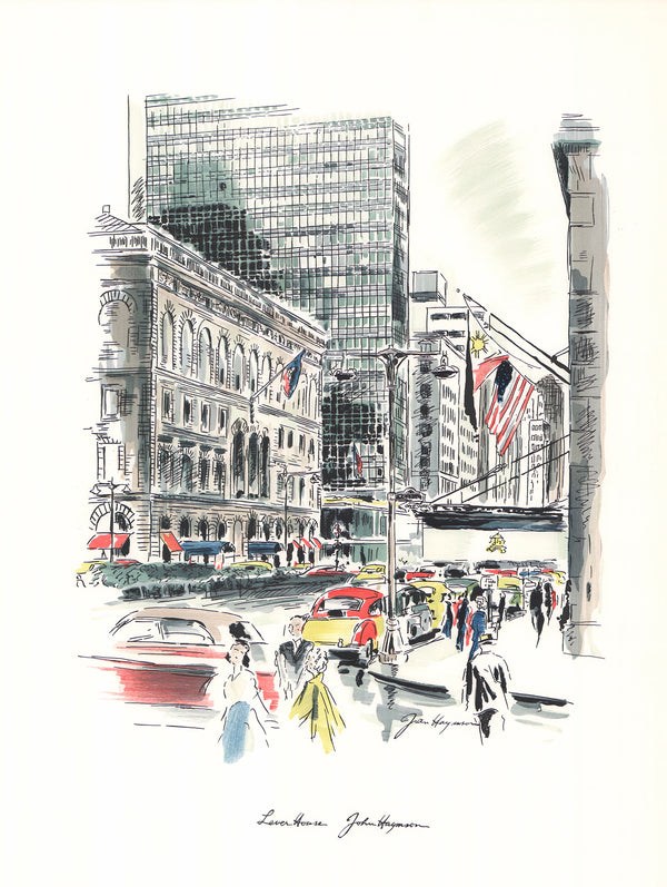 Lever House, New York by John Haymson - 20 X 26 Inches (Offset Lithograph Hand Colored)