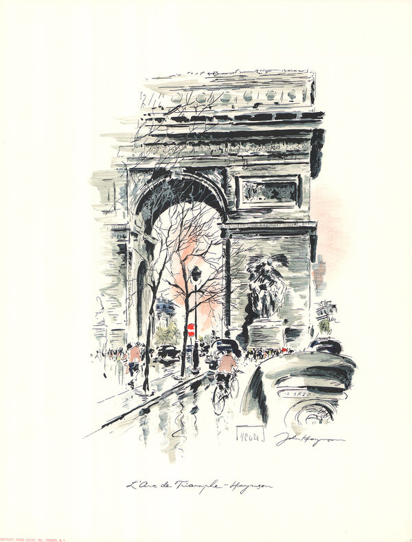 Arc de Triomphe, Paris by John Haymson - 20 X 26 Inches (Hand Colored Watercolor)