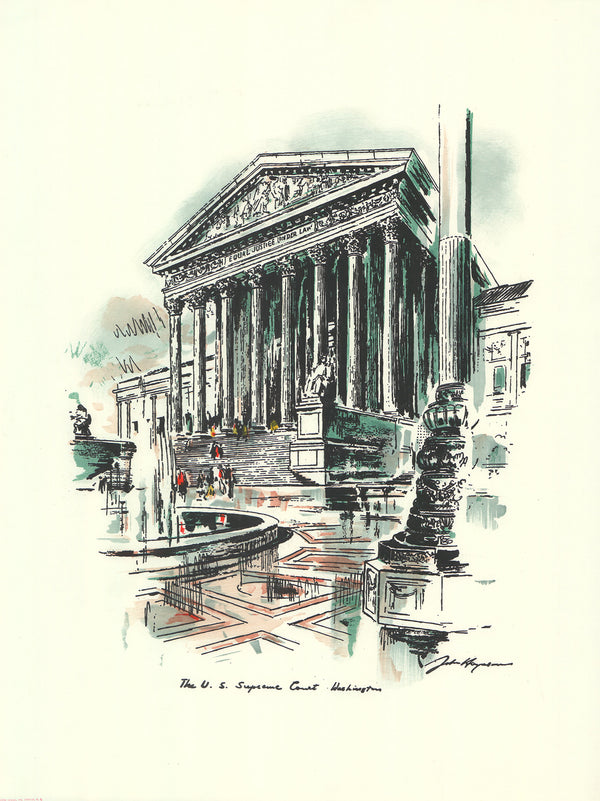 Supreme Court Washington by John Haymson - 20 X 26 Inches (Offset Lithograph Hand Colored)
