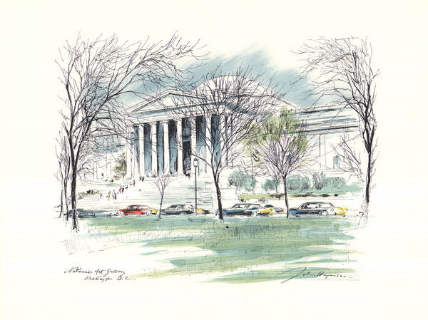 National Gallery of Art, Washington by John Haymson - 20 X 26 Inches (Hand Colored Watercolor)