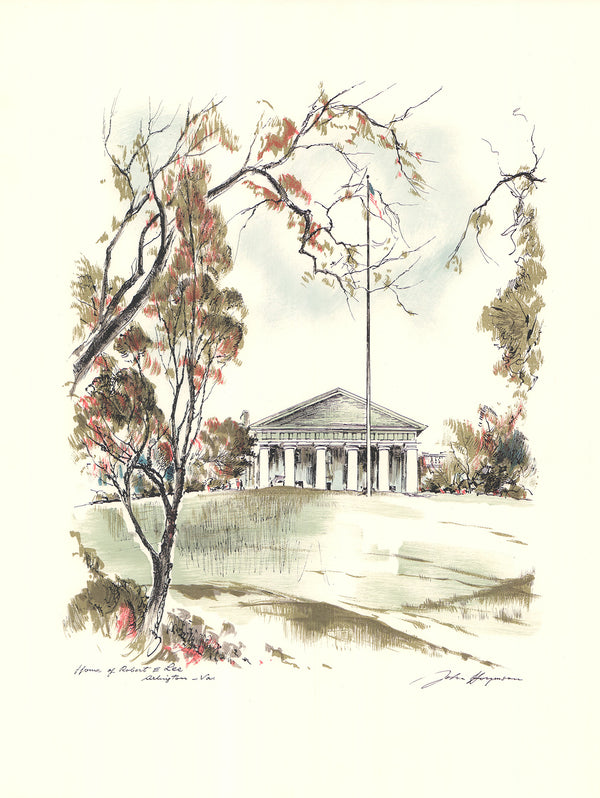 Home of Robert E. Lee, Arlington by John Haymson - 20 X 26 Inches (Offset Lithograph Hand Colored)