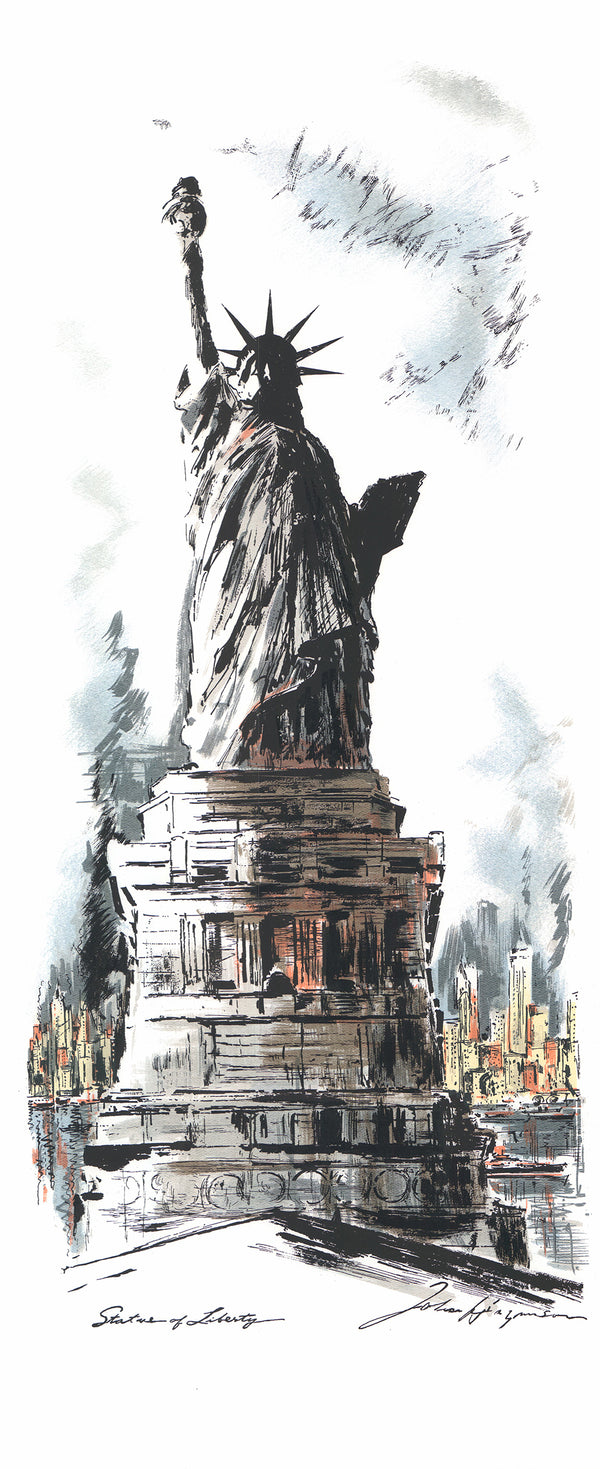 Statue of Liberty, New York by John Haymson - 15 X 35 Inches (Hand Colored Watercolor)