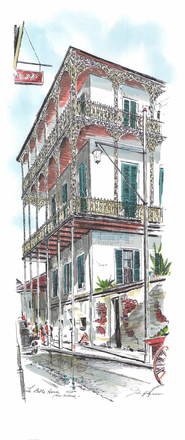 Prete House, New Orleans by John Haymson - 15 X 35 Inches (Hand Colored Watercolor)
