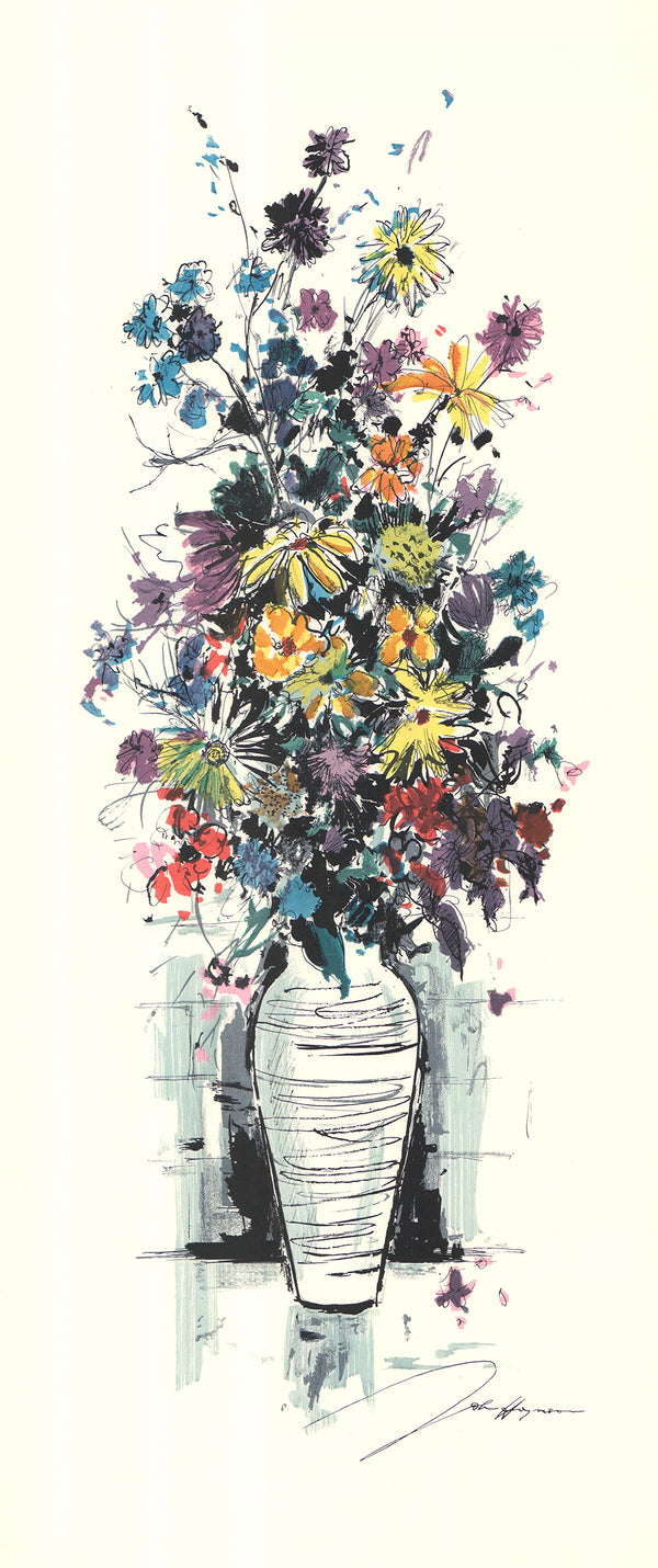 White Vase by John Haymson - 15 X 35 Inches (Hand Colored Watercolor)