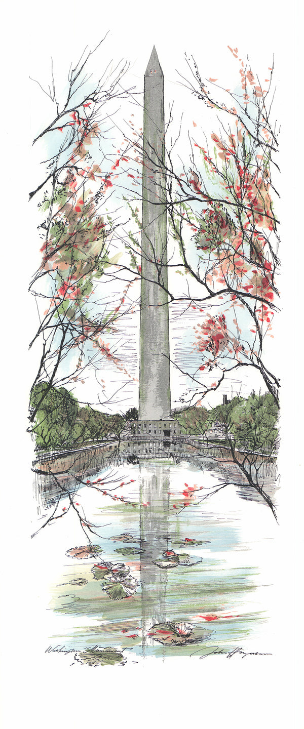 Washington Monument, Washington by John Haymson - 15 X 35 Inches (Hand Colored Watercolor)