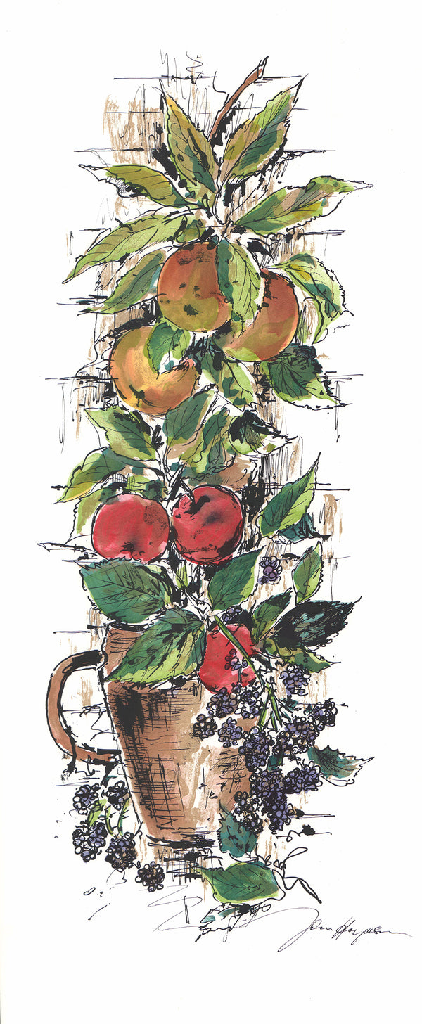 Blackberries by John Haymson - 15 X 35 Inches (Hand Colored Watercolor)