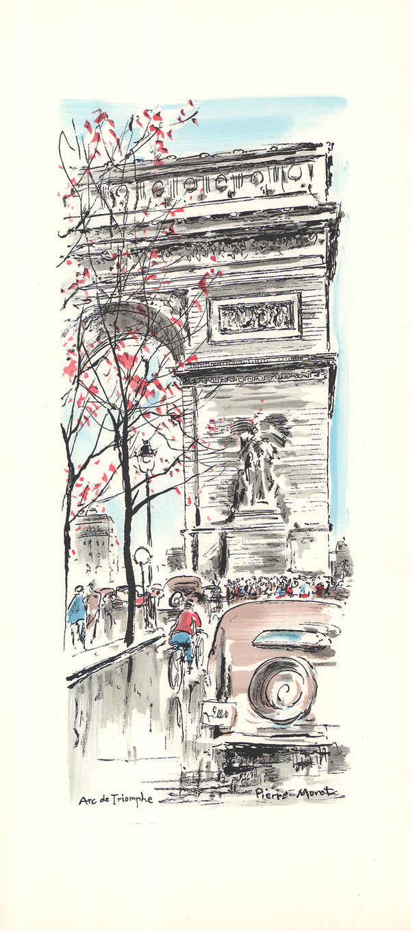 Arc de Triomphe, Paris by Pierre Morot - 15 X 32 Inches (Hand Colored Watercolor)