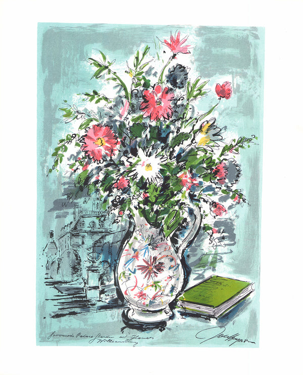 Bouquet and Governors Palace by John Haymson - 23 X 28 Inches (Offset Lithograph Hand Colored)