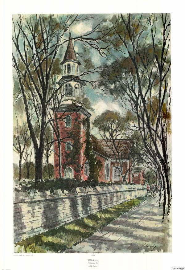 Old Bruton, Williamsburg by John Haymson - 31 X 46 Inches (Collotype Watercolor)