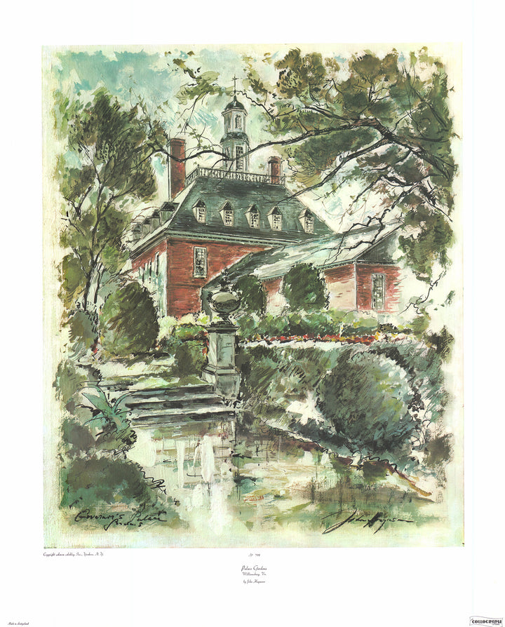 Palace Gardens, Williamsburg by John Haymson - 31 X 38 Inches (Collotype Watercolor)