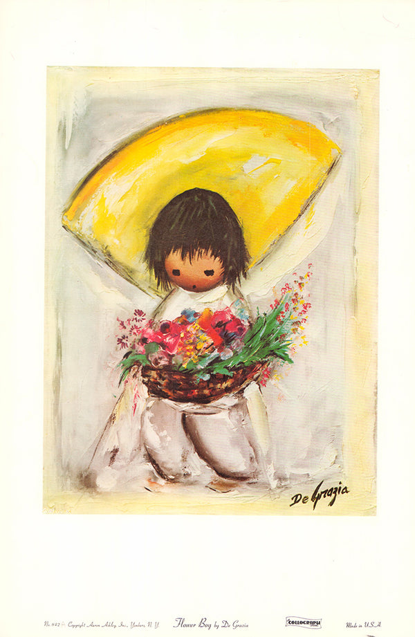 Flower Boy by De Grazia - 14 X 17 Inches (Art Print)