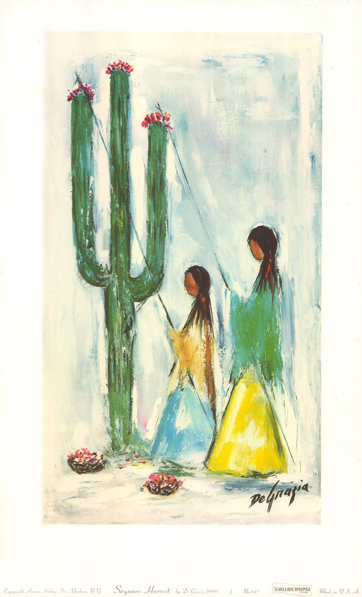 Saguaro Harvest by De Grazia - 12 X 20 Inches (Art Print)