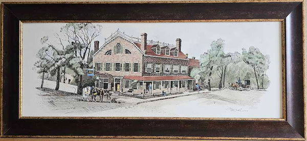 Fraunces Tavern by Robert Shaw - 17 X 36 Inches (Framed Hand Colored Watercolor)