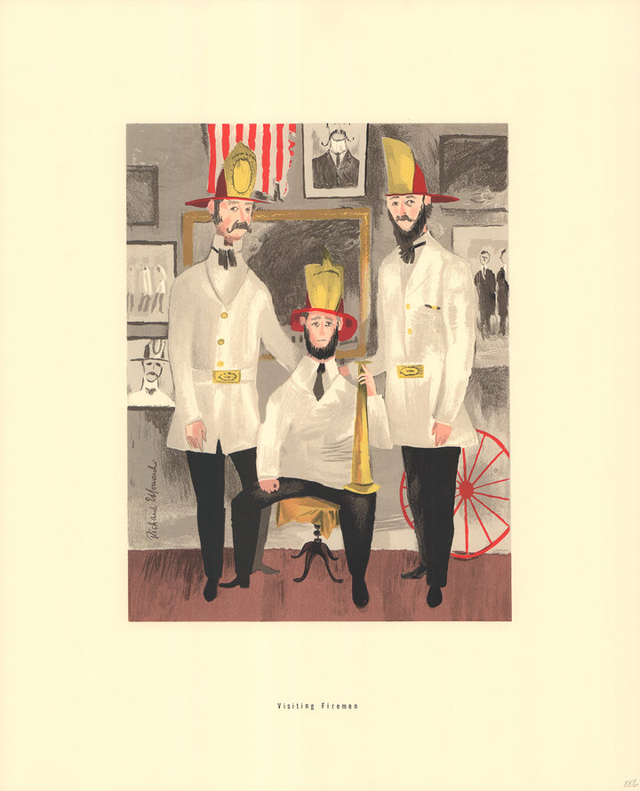Visiting Firemen by Richard Howard - 17 X 21 Inches (Hand Colored Art Print)