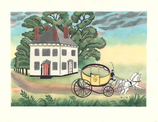 Yellow Carriage by David Grose - 20 X 26 Inches (Offset Lithograph Hand Colored)