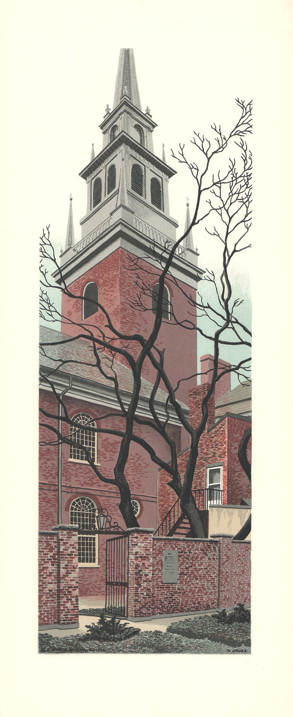 Old North Church by David Grose - 15 X 35 Inches (Offset Lithograph Hand Colored)