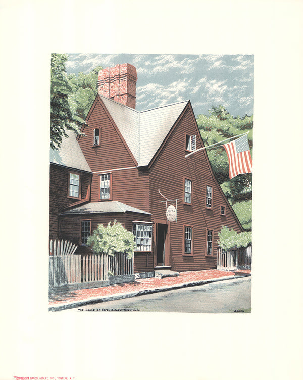 House of Seven Gables, Salem by David Grose - 17 X 21 Inches (Hand Colored Watercolor)
