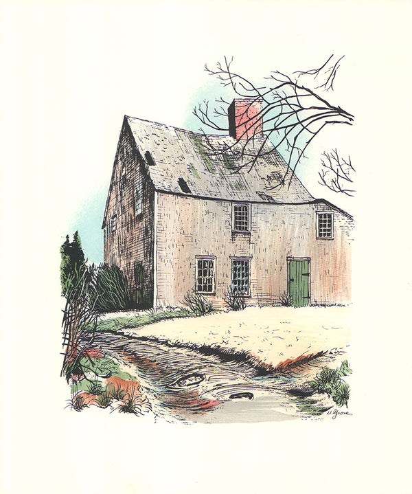 Old House by David Grose - 10 X 13 Inches (Offset Litho Hand Colored Art Print)