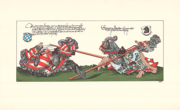 Flowered Knights by John Haymson - 18 X 28 Inches (Offset Lithograph Hand Colored)