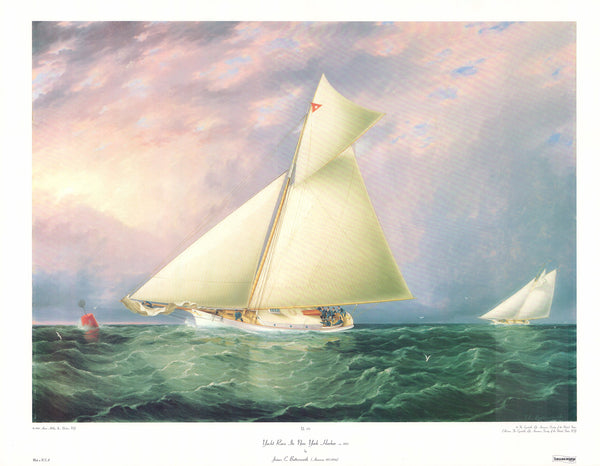 Yacht Race in New York Harbor, 1885 by James E. Buttersworth - 26 X 34 Inches (Art Print)