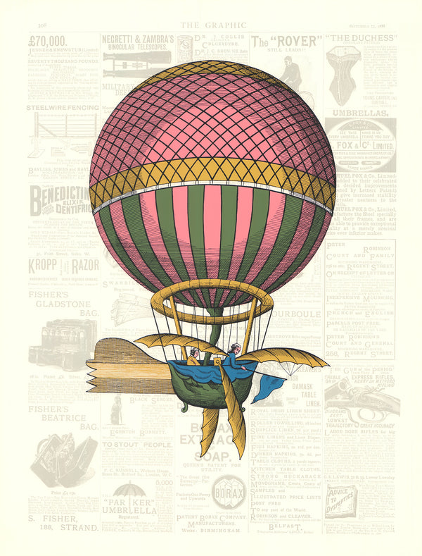 Ghosted Balloon Winged by David Grose - 20 X 26 Inches (Offset Lithograph Hand Colored)