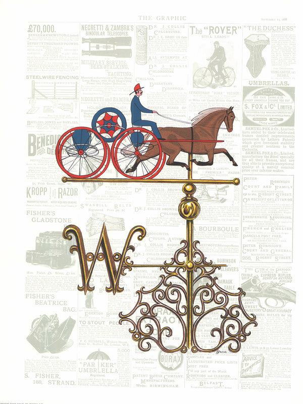 Ghosted Weathervane West by David Grose - 20 X 26 Inches (Offset Lithograph Hand Colored)