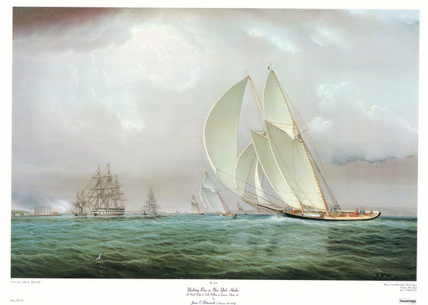 Yachting Race in New York Harbor, 1870 by James E. Buttersworth - 23 X 33 Inches (Art Print)