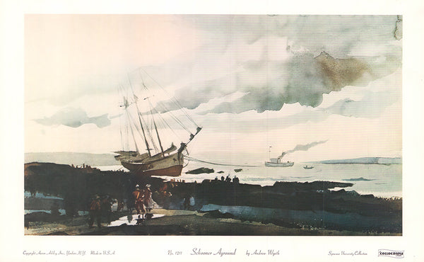 Schooner Aground by Andrew Wyeth - 10 X 16 Inches (Offset Lithograph)