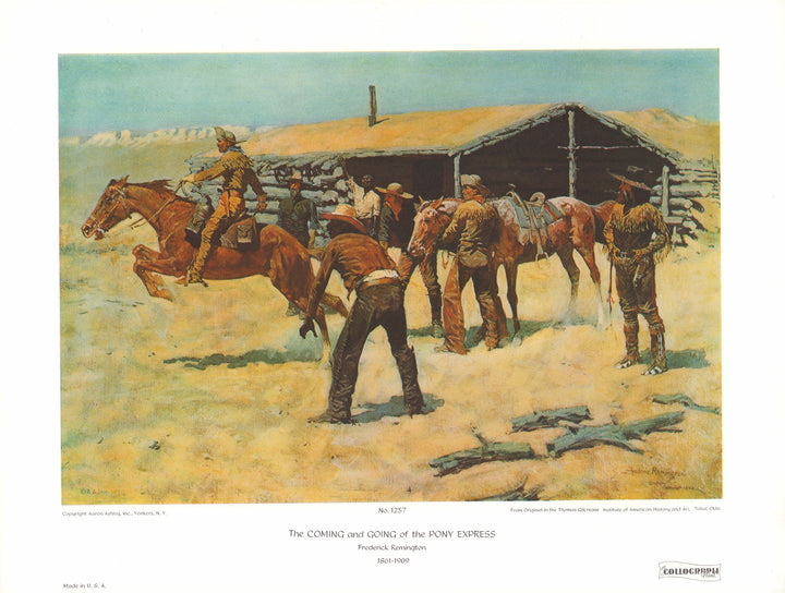 The Coming and Going of the Pony Express by Frederic Remington - 19 X 24 Inches (Art Print)