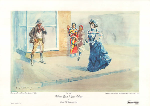 When East Meets West by Charles M. Russell - 18 X 25 Inches (Art Print)