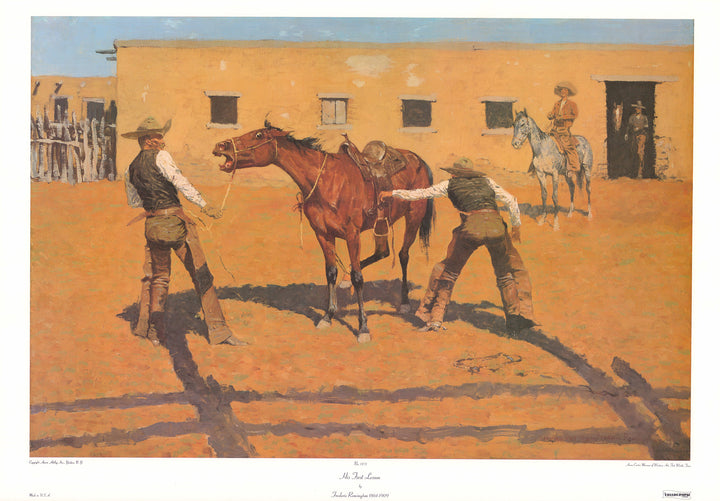 His First Lesson by Frederic Remington - 23 X 33 Inches (Art Print)