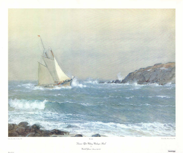 Schooner Effort Making Monhegan Island by Marshall Johnson - 26 X 32 Inches (Art Print)
