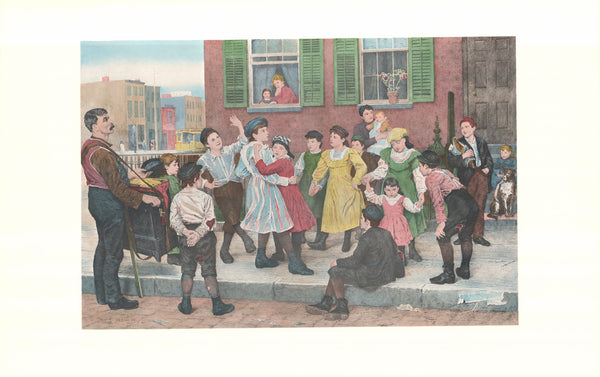 Sidewalks of New York, 1896 by G. Mercier - 26 X 40 Inches (Art Print)