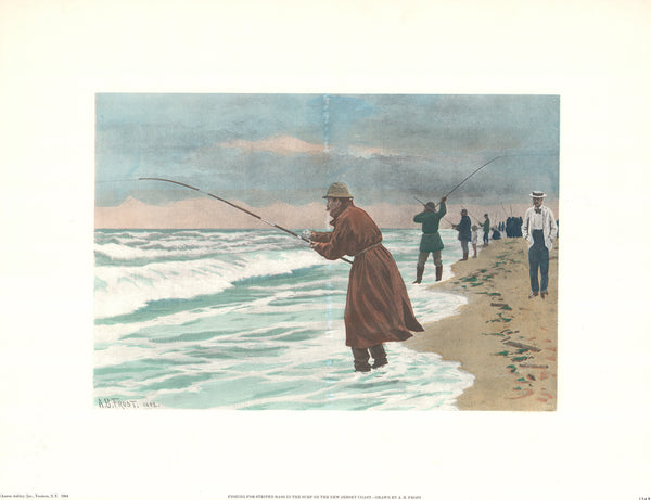 Fishing for Striped Bass by A. B. Frost - 20 X 26 Inches (Hand Colored Art Print)