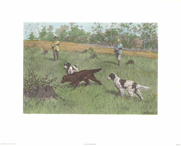 Quail Shooting by A. B. Frost - 16 X 20 Inches (Hand Colored Art Print)